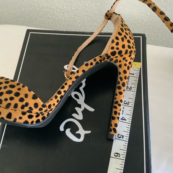 Qupid open toe sandals. Color is Camel/Black Leopard Suede. - Picture 3 of 7